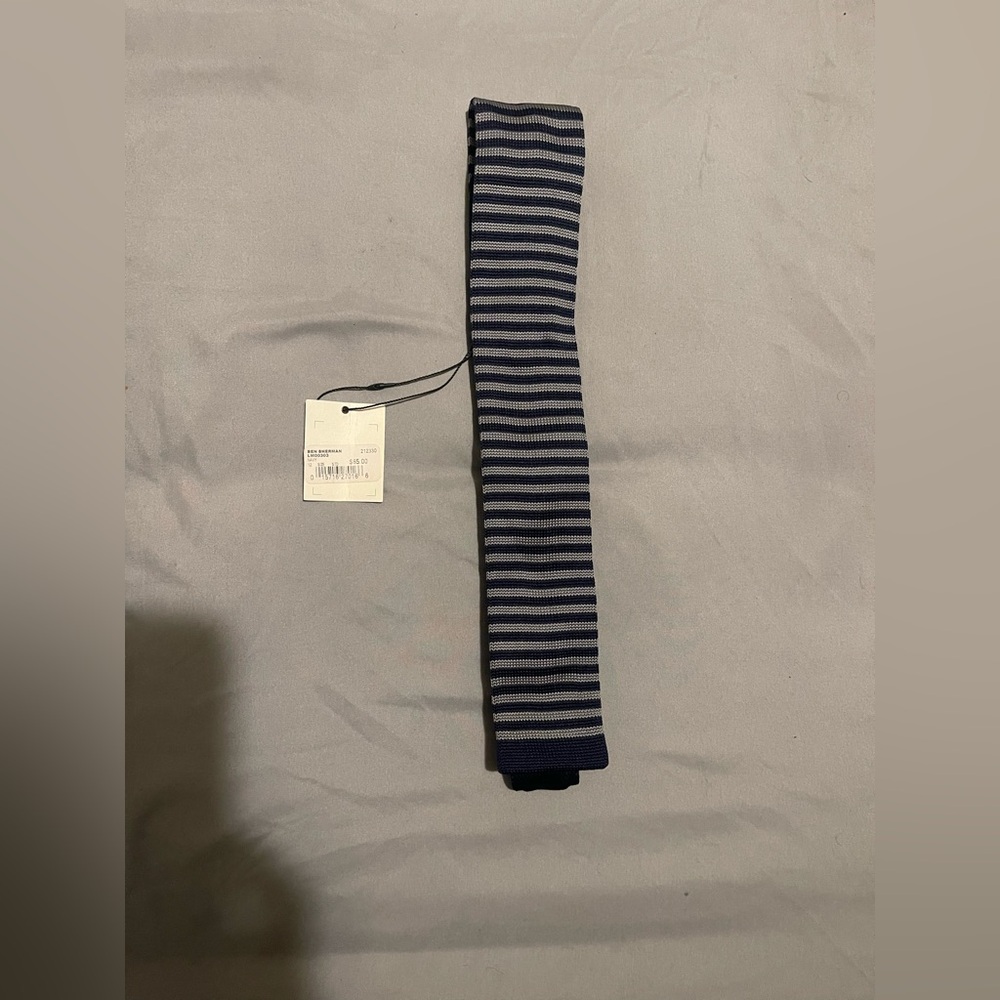 Ben Sherman Navy and Gray Striped Tie